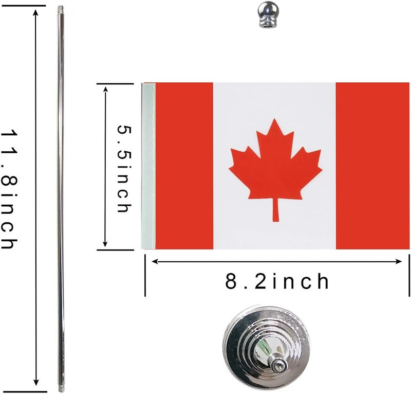 WXTWK 2 Pack Canada Flag Canadian Desk Flag Small Mini Canadian Table Flags With Stand Base,Home Office Festival Events Celebration Decorations - Image 2